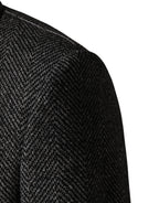 Gray Wool Blend Long Trench Coat Men Jacket