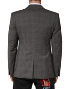 Gray Wool Single Breasted 2 Button Blazer