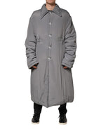 Gray Acetate Padded Collared Coat Jacket
