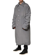 Gray Acetate Padded Collared Coat Jacket