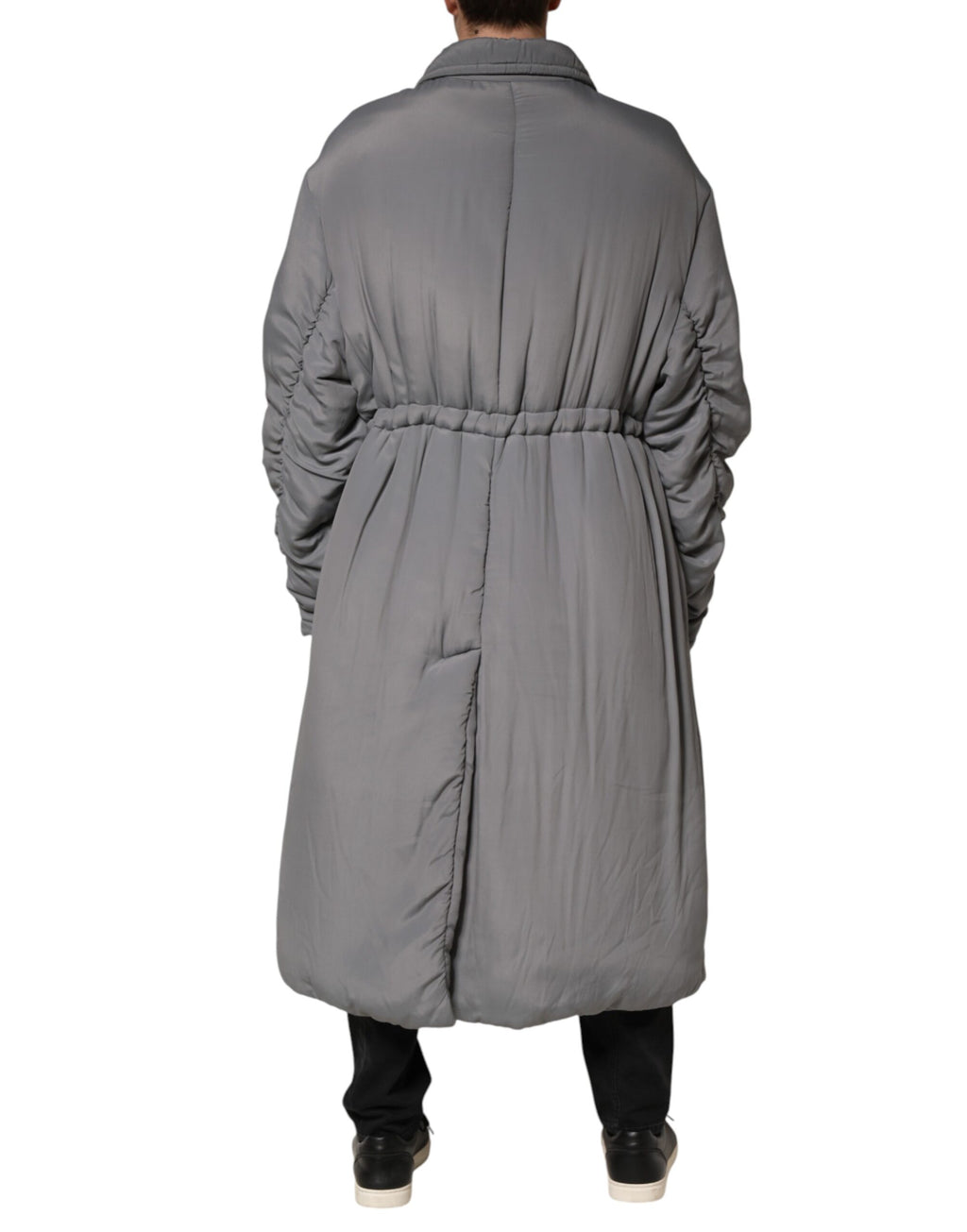 Gray Acetate Padded Collared Coat Jacket