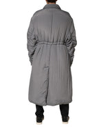 Gray Acetate Padded Collared Coat Jacket