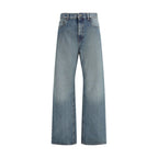 Blue Cotton Straight-Leg Jeans