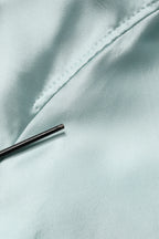 Teal Satin Collared Long Trench Coat Jacket