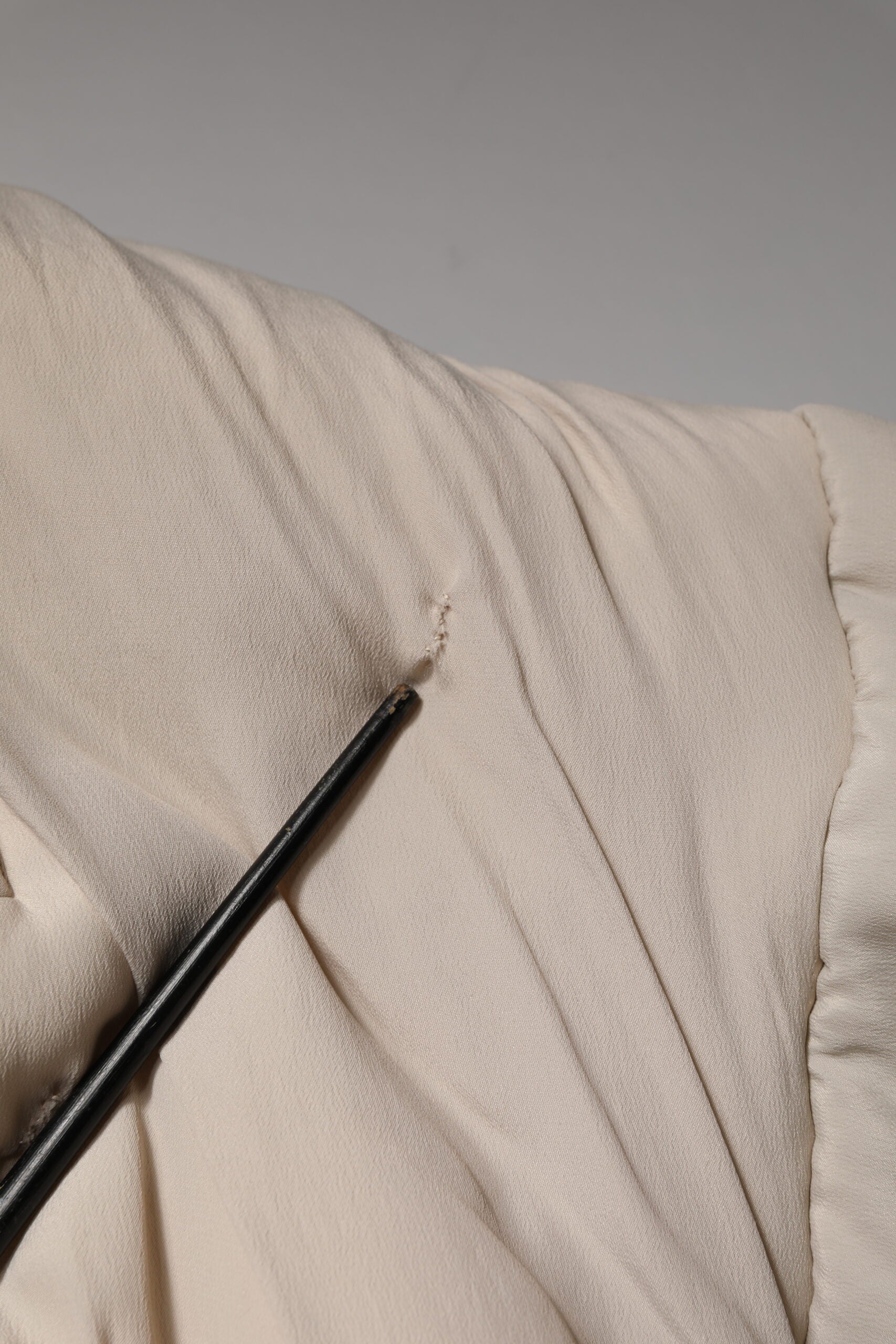 Beige Padded Collared Long Trench Coat Jacket