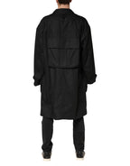 Black Pockets Collared Trench Coat Jacket