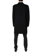 Black Wool Single Breasted Long Coat Jacket
