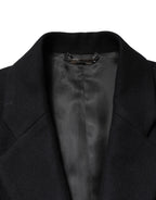 Black Wool Single Breasted Long Coat Jacket