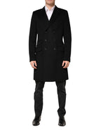 Black Wool Double Breasted TrenchCoat Jacket