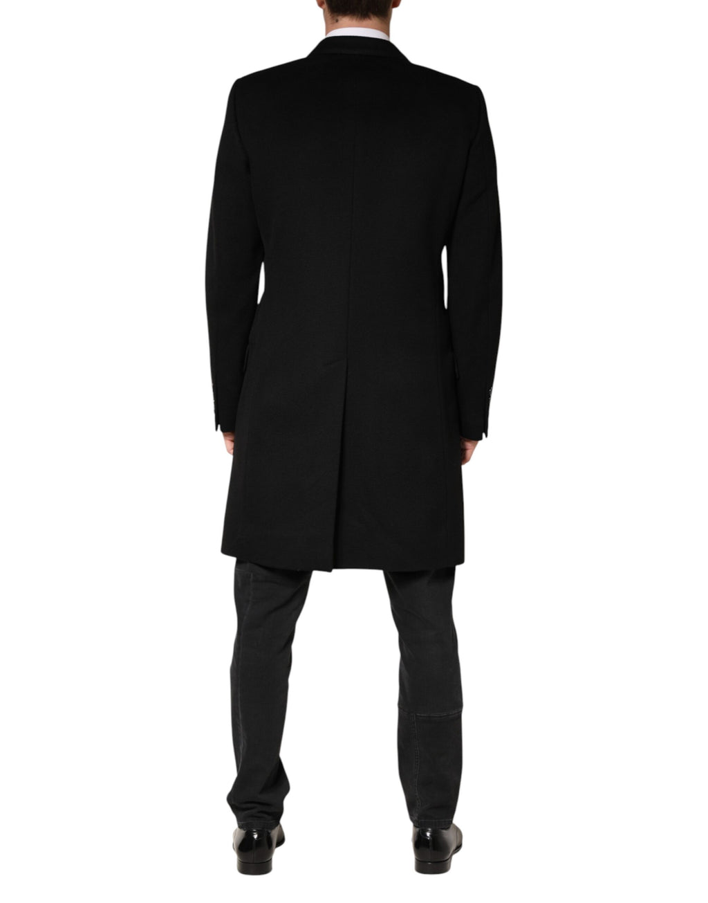 Black Wool Double Breasted TrenchCoat Jacket