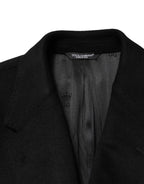 Black Wool Double Breasted TrenchCoat Jacket