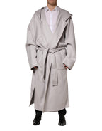 Off White Belted Long Trench Coat Men Jacket