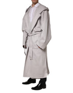 Off White Belted Long Trench Coat Men Jacket