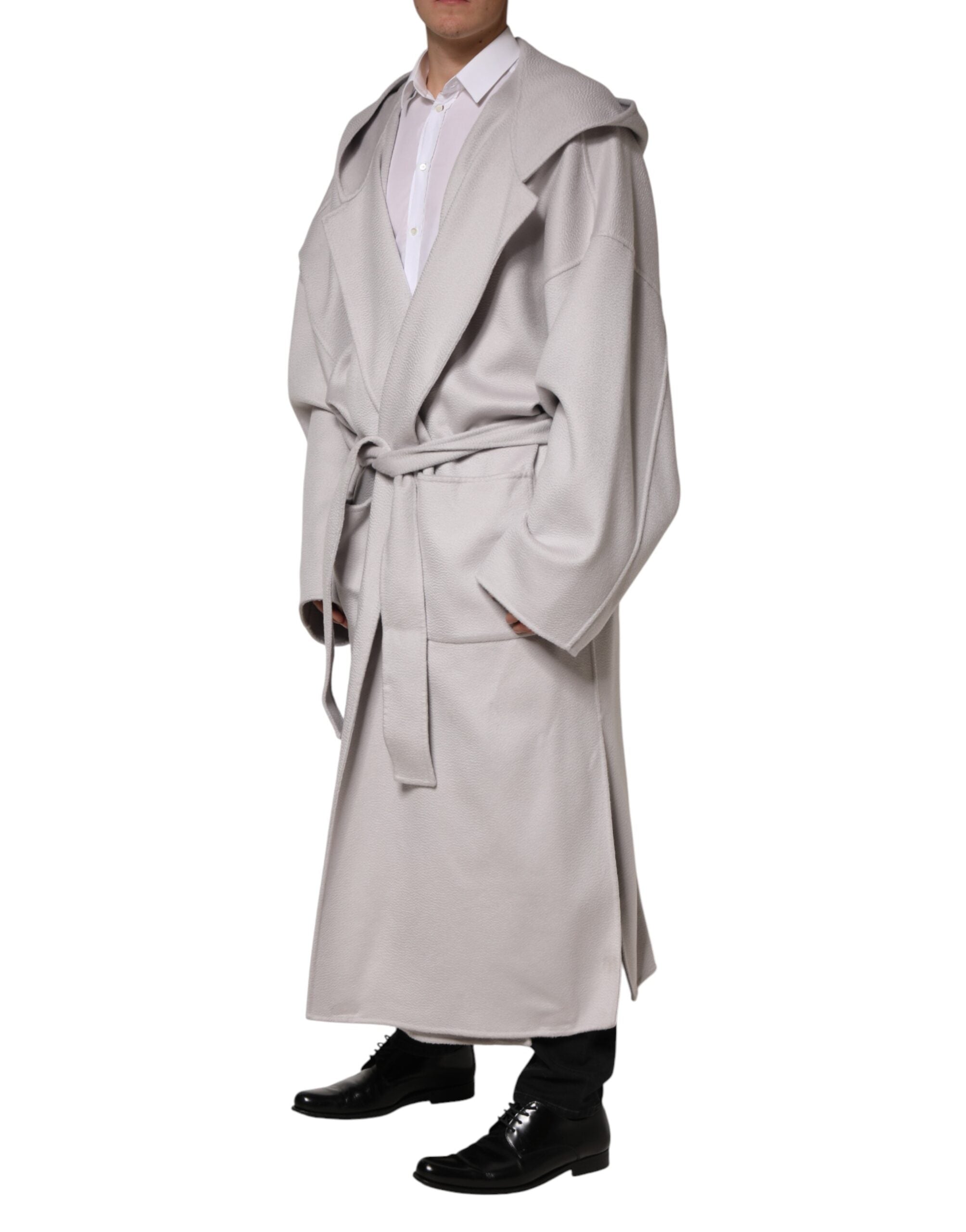Off White Belted Long Trench Coat Men Jacket